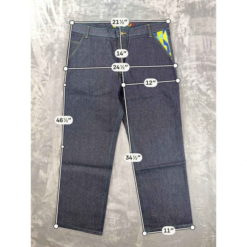 Vintage COOGI Embroidered Straight Jeans Men's 40x34 Dark Blue Denim Pants NEW